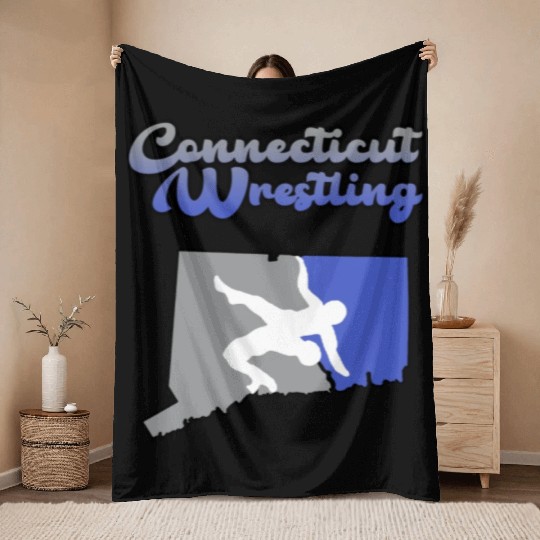 Connecticut Wrestling Throw Blankets