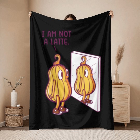 Pumpkin Latte Lover Coffee Pumpkin Throw Blankets