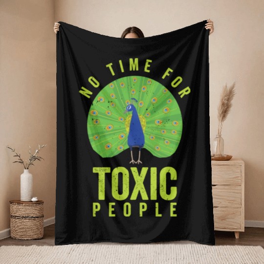 Peacock Positivity Peacock Fan Toxic People Nature Throw Blankets