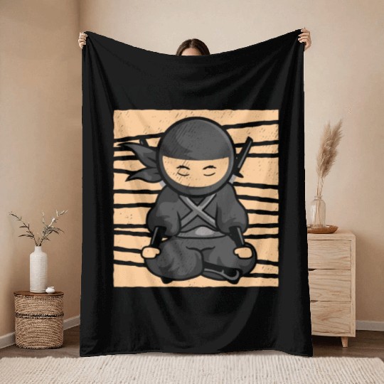 Serenity Ninja Fan Calm Yoga Lover Peaceful Throw Blankets