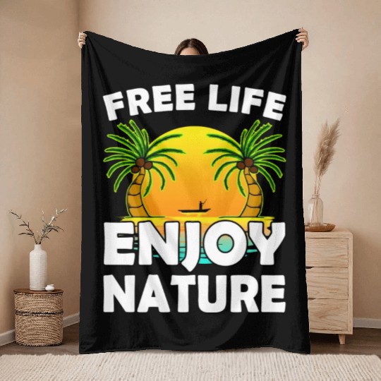 Free Life Enjoy Nature Throw Blankets