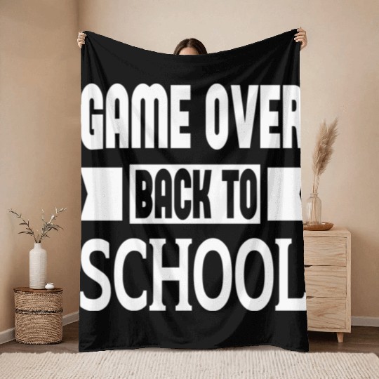 Game Over Back To School Throw Blankets