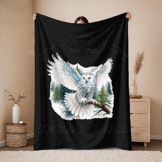 I'm Just Here for the Snow Owls - Birdwatching Throw Blankets