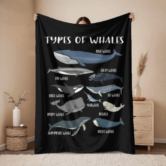 Whale Types Of Whales Whale Lover Throw Blankets