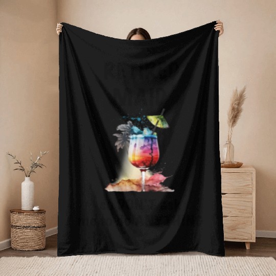 Retired Maid Vacation Tropical Cocktail Umbrella Throw Blankets