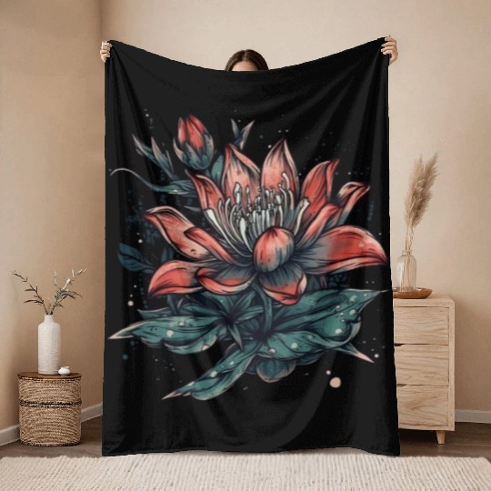 Japanese Spider Lily Soft Anime Aesthetic Flower Throw Blankets