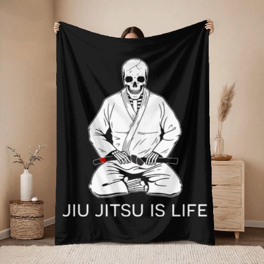 Kneeling Skeleton - Jiu Jitsu is life Throw Blankets