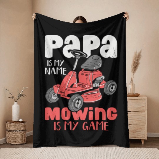 Lawn Mowing Dad Gardener Landscapes Garden Throw Blankets