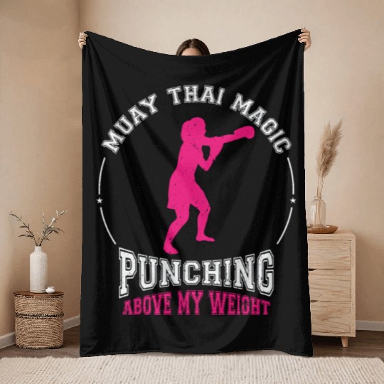 International Women's Day Muay Thai Girl Power Throw Blankets