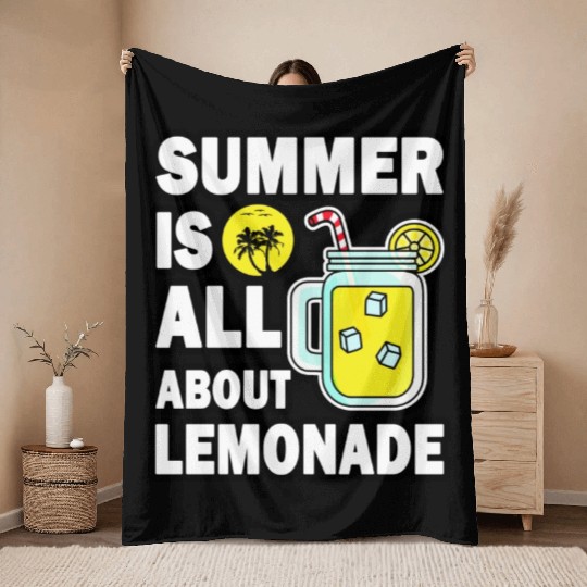 Lemonade Lover Summer Quote Throw Blankets