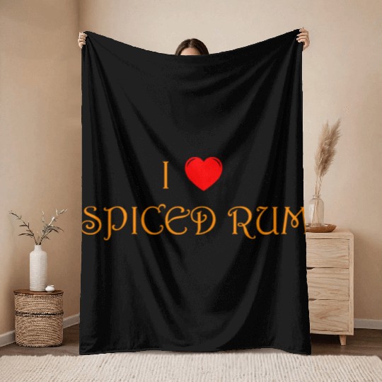 I love spiced rum Throw Blankets