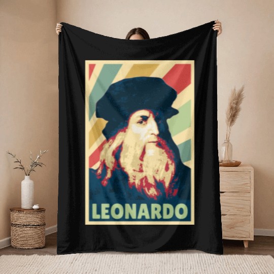 Leonardo Da Vinci Vintage Colors Throw Blankets