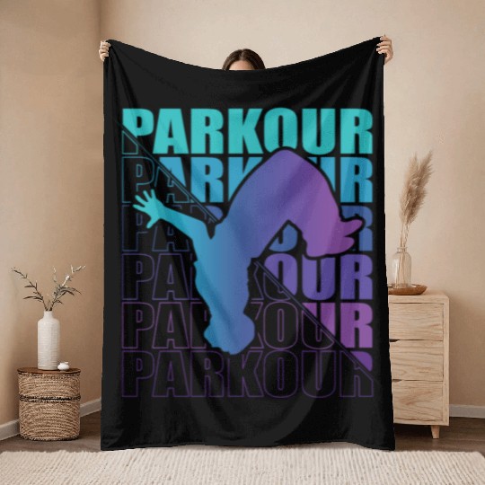 Parkour, Freerunning, Street Workout Acrobatic Throw Blankets