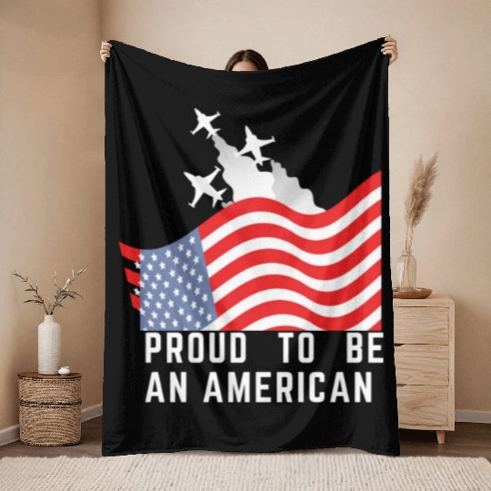 Wings of Liberty: Red, White, and Blue Plane Throw Blankets