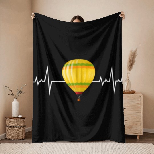 Hot Air Ballooning Hopper Balloon Heartbeat Pulse Throw Blankets