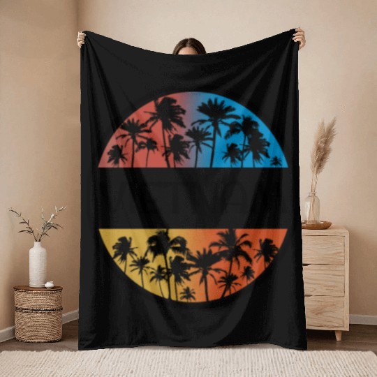 Vietnam Palm Tree Stylish Vacation Souvenir Throw Blankets