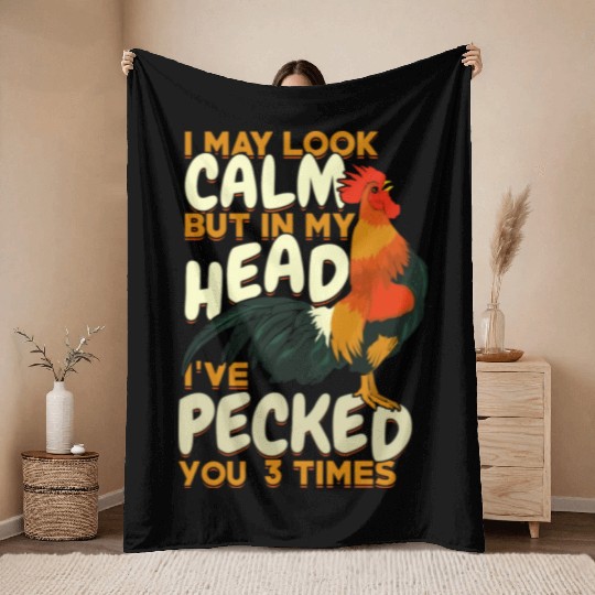 Funny Backyard Chickens Rooster Farmer Gift Throw Blankets