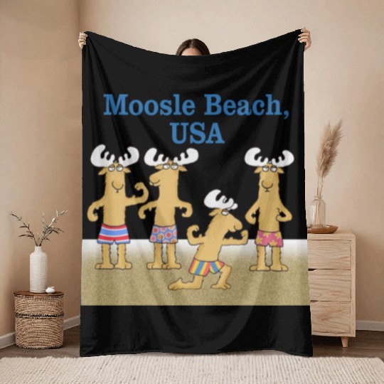 Moosle Beach USA Throw Blankets