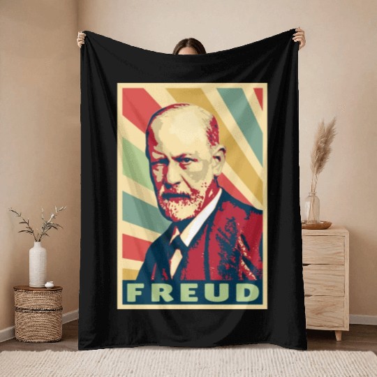 Sigmund Freud Vintage Colors Throw Blankets