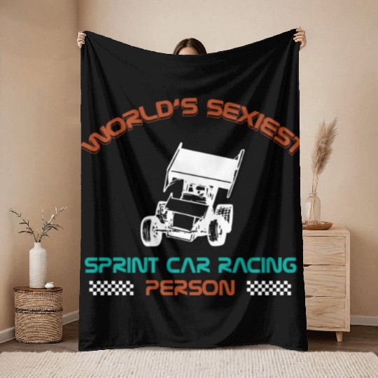 Sprint Car Racing, sprint car, dirt track racers Throw Blankets