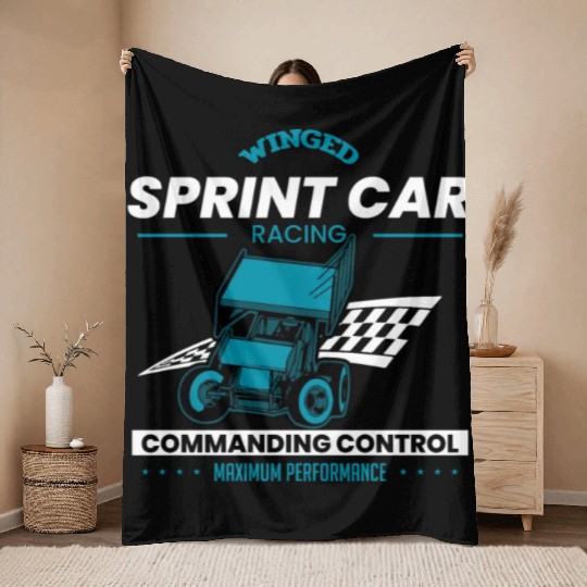Sprint Car Racing, sprint car, dirt track racers Throw Blankets