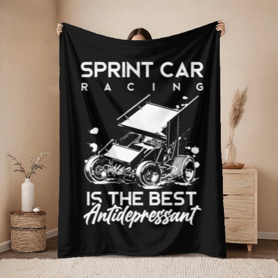 Sprint Car Racing, sprint car, dirt track racers Throw Blankets