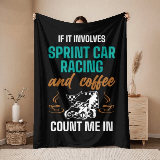 Sprint Car Racing, sprint car, dirt track racers Throw Blankets