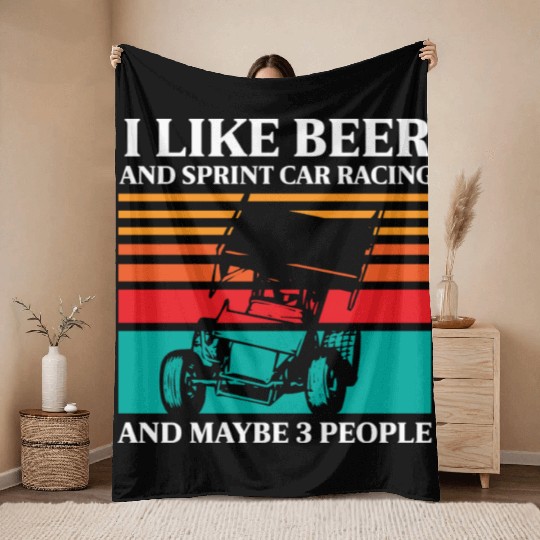 Sprint Car Racing, sprint car, dirt track racers Throw Blankets