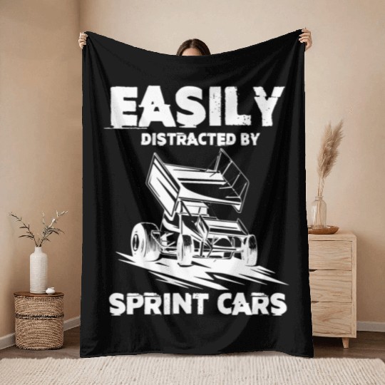 Sprint Car Racing, sprint car, dirt track racers Throw Blankets