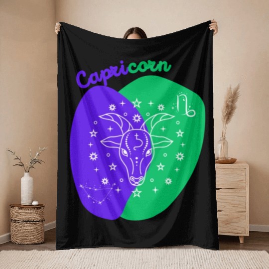 Cosmic Climb A Minimalist Capricorn Design Throw Blankets