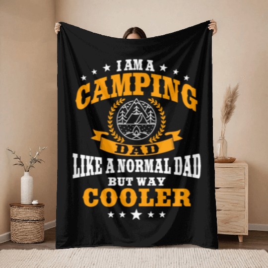 Funny Camping Dad Saying Summer Camp For Men Throw Blankets