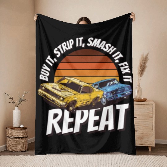 Demo Derby Demolition Derby Demolition Derby Lover Throw Blankets