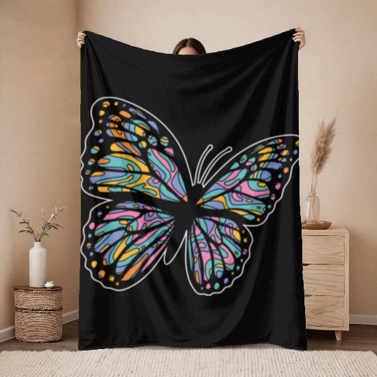 Colorful Butterfly Garden Lover Throw Blankets