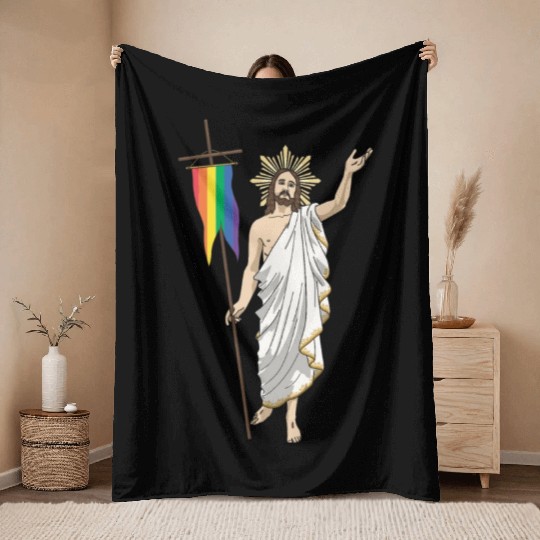 LGBT Jesus Equal Rainbow Christian Throw Blankets