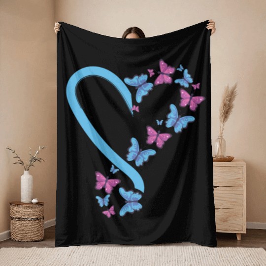 Colorful Butterflies Gardener Women Girls Throw Blankets