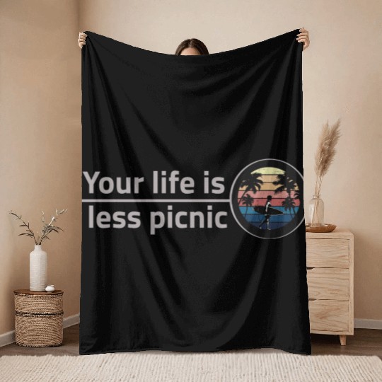 Sunset Surfing and holidays Throw Blankets