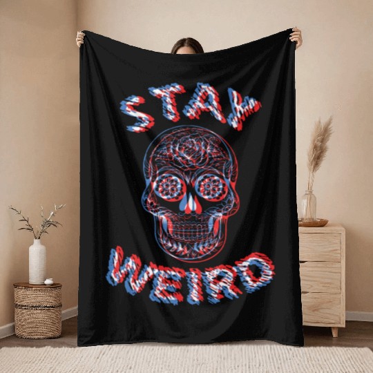Stay Weird Throw Blankets