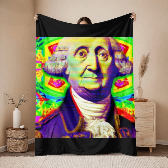 Trippy George Washington Throw Blankets