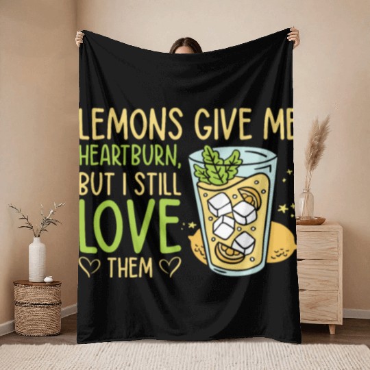Lemon Fruit Lemonade Citrus Throw Blankets