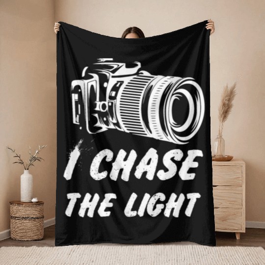 Funny Camera photography quote gift Throw Blankets