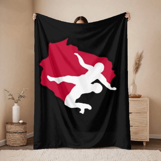 Wisconsin Wrestling Throw Blankets