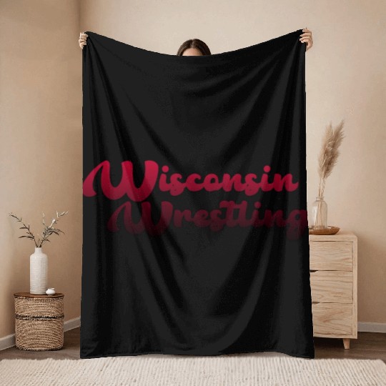 Wisconsin Wrestling Throw Blankets
