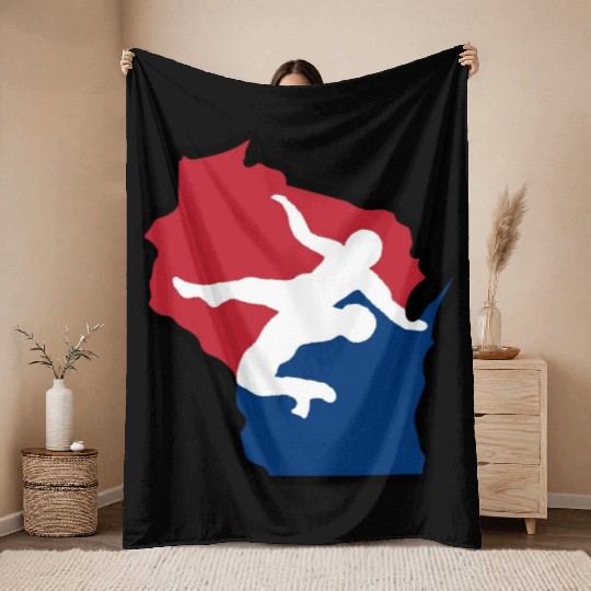 Wisconsin Wrestling Throw Blankets