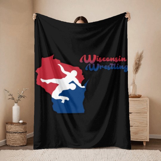 Wisconsin Wrestling Throw Blankets