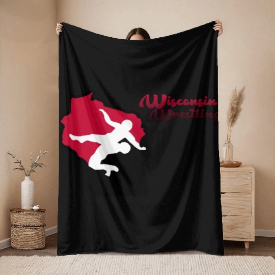 Wisconsin Wrestling Throw Blankets