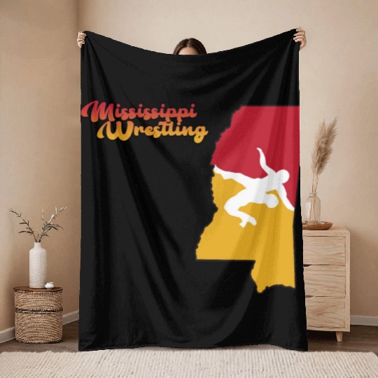 Mississippi Wrestling Throw Blankets