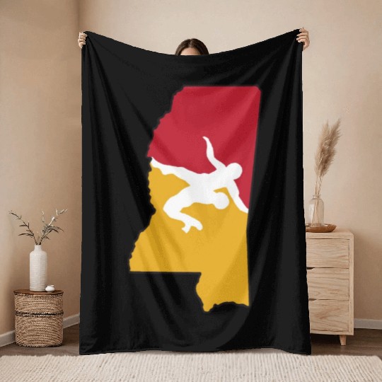 Mississippi Wrestling Throw Blankets