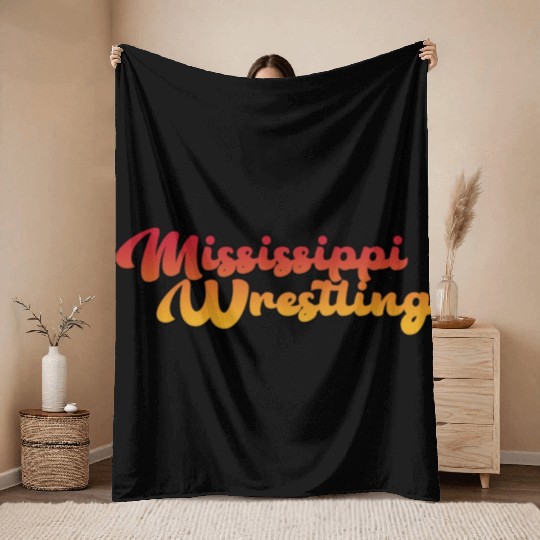 Mississippi Wrestling Throw Blankets