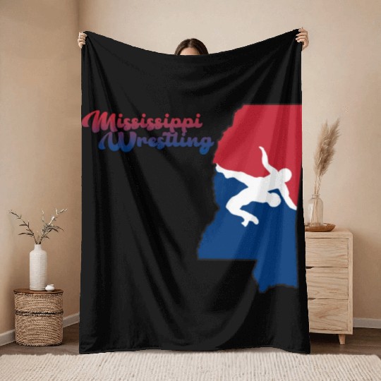 Mississippi Wrestling Throw Blankets