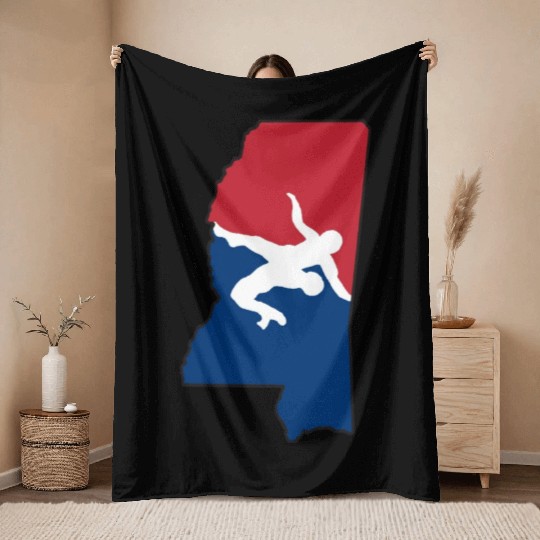 Mississippi Wrestling Throw Blankets